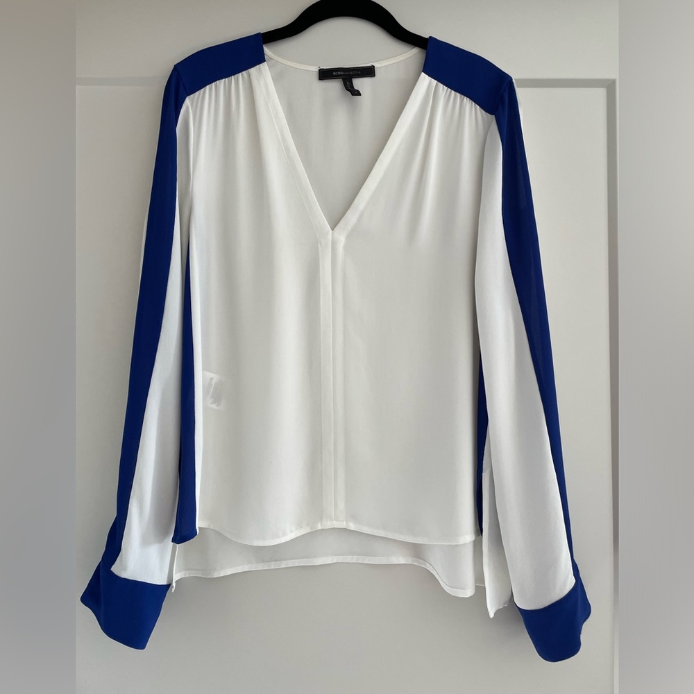 BCBG White & Blue Blouse - S